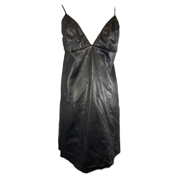 Black Leather Mini Dress Victoria’s Secret Faux Leather Dress Large - Picture 4 of 7